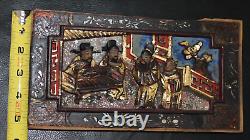 Nice Set of 4 Vintage Chinese 3D Carving Wood Panels Hanging Asian Antique