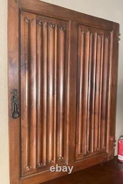 Nicely Carved Vintage/Antique Gothic Revival Solid Walnut Wood Linen Fold Panel