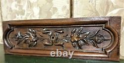 Oak leaf wood carving pediment Antique french architectural salvage panel trim