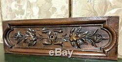 Oak leaf wood carving pediment Antique french architectural salvage panel trim