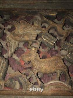 Old Antique Chinese Carved Wood Carving Openwork Sculpture 3D Wall Panel