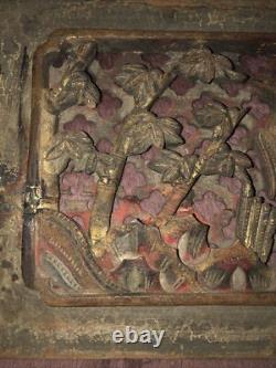 Old Antique Chinese Carved Wood Carving Openwork Sculpture 3D Wall Panel