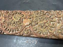 Old Antique Hand Carved Dancing Goddess Plaque Wall Wooden Door Window Panel