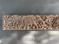 Old Antique Hand Carved Floral & Animal Design Wall Wooden Window Door Panel