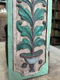 Old Antique Handcrafted Floral Design Wooden Carved Wall Decor Hanging Panel 17