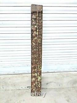 Old Antique Rare Hand Carving Floral Design Wooden Door Wall Panel
