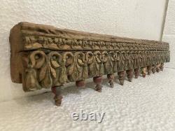 Old Antique Rare Old Color Fine Hand Carved Floral Heavy Wooden Door Wall Panel