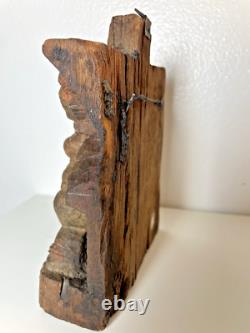 Old Carved Wood Hindu God Wall Panel Hanging or Table Top Decor