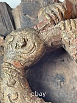 Old Carved Wood Hindu God Wall Panel Hanging or Table Top Decor
