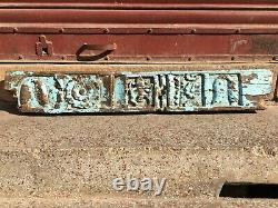 Old Vintage Ancient Rare Wood Fine Hand Carved Lord Ganesha Design Door Panel