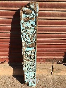 Old Vintage Ancient Rare Wood Fine Hand Carved Lord Ganesha Design Door Panel
