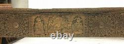 Old Vintage Ancient Wood Fine Hand Carved Hindu God Ganesha Figure Door Panel