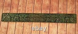 Old Vintage Deep Hand Carved Wooden Wall Hanging Lord Buddha 36 L Panel