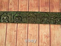 Old Vintage Deep Hand Carved Wooden Wall Hanging Lord Buddha 36 L Panel