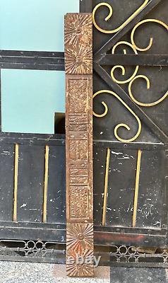 Old Vintage Hand Carved Floral Design Wooden Door Panel / Wall Plaque Panel