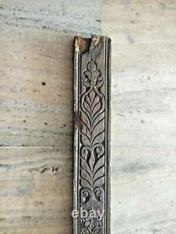 Old Vintage Rare Wood Fine Ancient Hand Carved Flower Design Door Panel