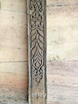 Old Vintage Rare Wood Fine Ancient Hand Carved Flower Design Door Panel