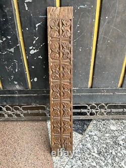 Old Vintage Rare Wood Fine Ancient Hand Carved Flower Design Door Panel (wdp. 3)