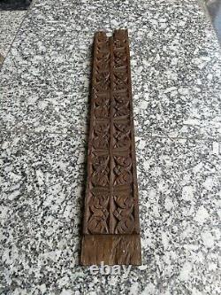 Old Vintage Rare Wood Fine Ancient Hand Carved Flower Design Door Panel (wdp. 3)