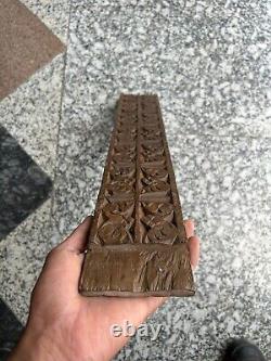 Old Vintage Rare Wood Fine Ancient Hand Carved Flower Design Door Panel (wdp. 3)