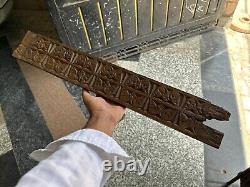 Old Vintage Rare Wood Fine Ancient Hand Carved Flower Design Door Panel (wdp. 3)