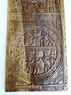 Old Wall Wood Carved Panel Hand Made Home Decor Collectible Art