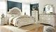 Old World Antique White Bedroom Furniture 5pcs With King Fabric Panel Bed Ia0d