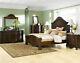 Old World Design Cherry Brown Marble 5 Piece Bedroom Set With Queen Panel Bed Ia09