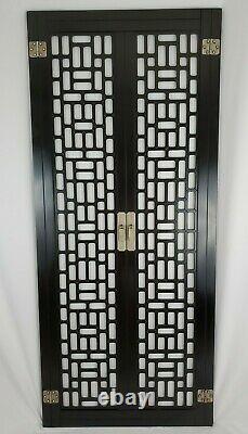 Oriental Chinese Carved Lacquered Wood Door Panel Wall Hanging Asian Decor 60