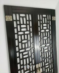 Oriental Chinese Carved Lacquered Wood Door Panel Wall Hanging Asian Decor 60