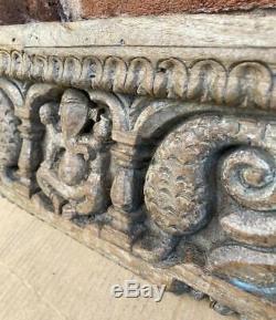 Original Antique Carved Wood Panel Originally from India Ganesh Carving