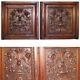 Pair Antique Victorian 25x25 Carved Wood Architectural Furniture Door Panels