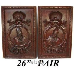 PAIR Antique Victorian 26x22 Carved Wood Architectural Furniture Doors, Panels