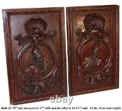 PAIR Antique Victorian 26x22 Carved Wood Architectural Furniture Doors, Panels