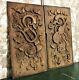 Pair 17th Flower Music Trophy Carving Panel Antique French Architectural Salvage