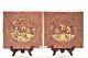 Pair Antique Chinese Red Gilt Wood Carving / Carved Panel, Qing Dynasty, 19th C