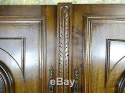 Pair Antique French Carved Architectural Panel Solid Walnut Wood Knight