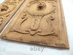 Pair Antique French Carved Solid Wood OAK Doors Panels Salvage Medieval Gothic 5