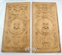 Pair Antique French Carved Solid Wood OAK Doors Panels Salvage Medieval Gothic 6