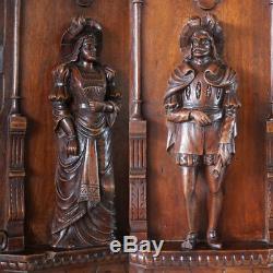 Pair Antique French Carved Wood Panels Wall Door Plaques Troubadour Sculptural