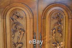 Pair Antique French Hand Carved Solid Wood Architectural Doors Wall Panels