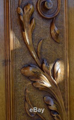 Pair Antique French Hand Carved Solid Wood Architectural Doors Wall Panels