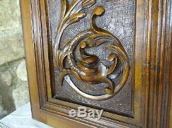 Pair Antique French Renaissance Solid Walnut Carved Wood Door/Panel Chimera