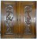 Pair Antique French Solid Oak Carved Wood Door/panel A Couple Of Acrobats