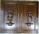 Pair Antique French Solid Oak Carved Wood Door/panel- Couple Medieval Characters