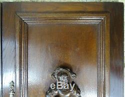 Pair Antique French Solid Oak Carved Wood Door/Panel- Couple Medieval Characters