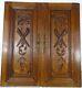 Pair Antique French Solid Oak Carved Wood Door/panel Louis Xvi Torch Quiver