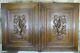 Pair Antique French Solid Oak Carved Wood Large Doors/panels Hunting Style/deers