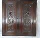 Pair Antique French Solid Walnut Carved Wood Door/panel Basket Of Flowers