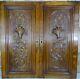 Pair Antique French Solid Walnut Carved Wood Door/panel Basket Of Fruit